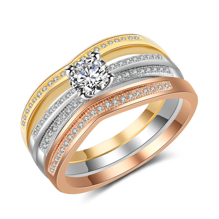 Bar Cart Gold - 18K Cincin Emas Multi 3 Buah