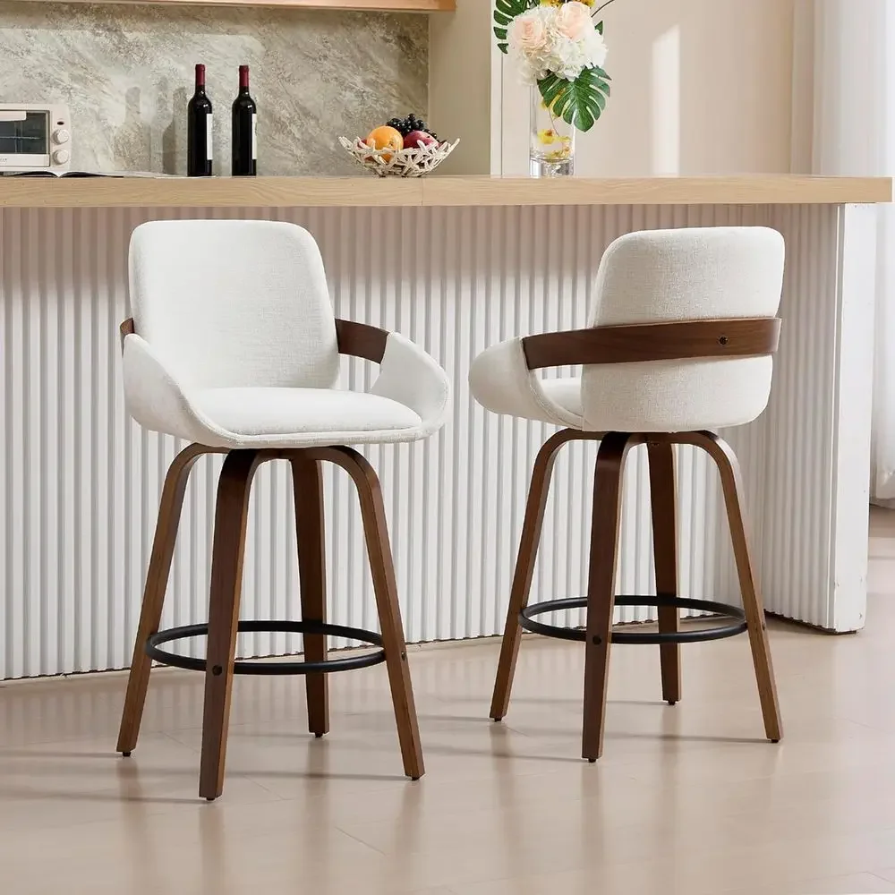 Home Bar Stools - Kursi Bar Putar Berbahan Kain Beige