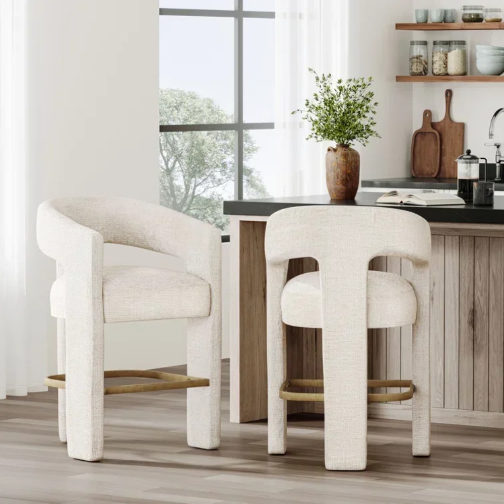 Home Bar Stools - Bangku meja berlapis kain Modern, kursi