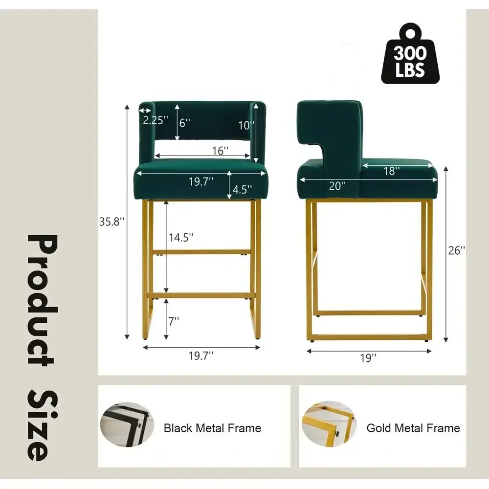Set 2 Kursi Bar Beludru Hijau  - Home Bar Stools ulasan dan harga
