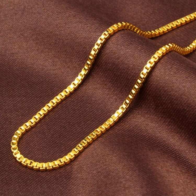 Kalung Rantai Kotak AU999 Wani - Bar Cart Gold ulasan dan harga