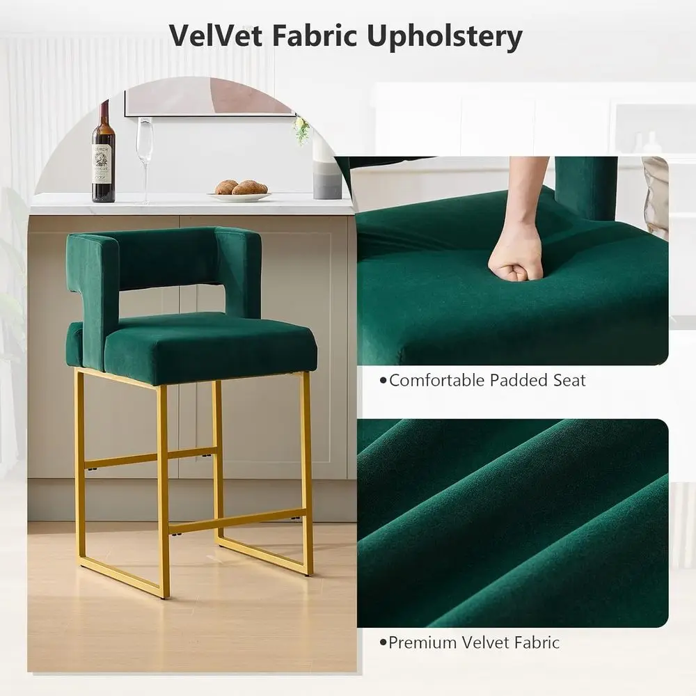 Set 2 Kursi Bar Beludru Hijau  - Home Bar Stools ulasan dan harga